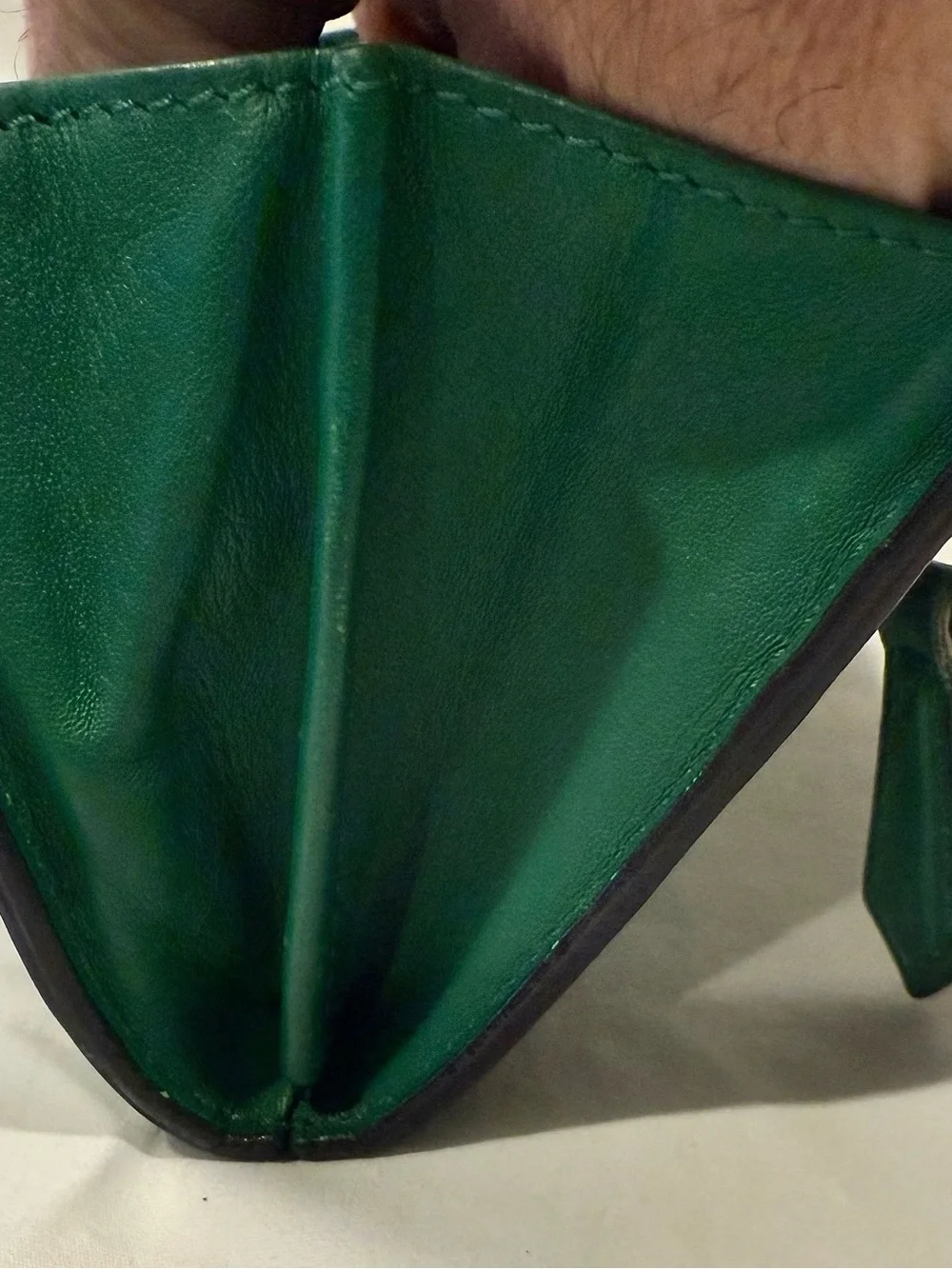 Fendi 2Jours Continental Leather Wallet Envelope Style In Taupe/Green